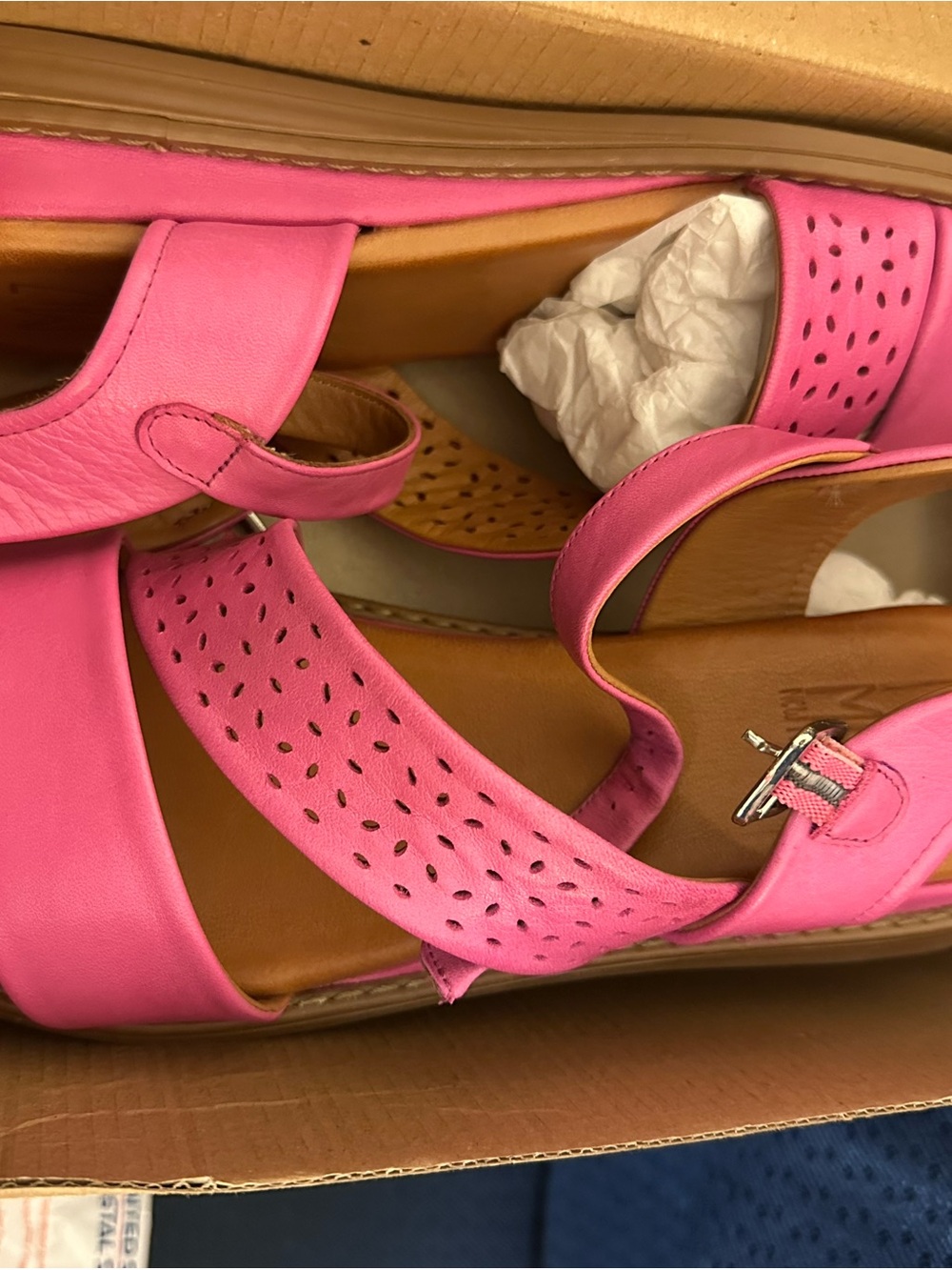 Miz Mooz Bright Pink Perforated Leather Sandals